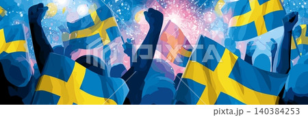 Sweden football banner. Sweden national soccer or football background, wallpaper, background, poster. Fans of the national team. Sweden football banner. Sweden national soccer or football background, wallpaper, background, poster. Fans of the national team. 140384253