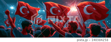 Turkey football banner. Turkey national soccer or football background, wallpaper, background, poster. Fans of the national team. 140384258