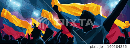 Colombia football banner. Colombia national soccer or football background, wallpaper, background, poster. Fans of the national team. Colombia football banner. Colombia national soccer or football background, wallpaper, background, poster. Fans of the national team. 140384286