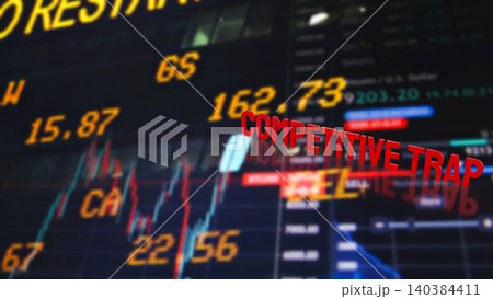 Competitive Market Trap Warning 3d render. Competitive Market Trap Warning 3d render. 140384411