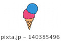 Double scoop ice cream cone vector illustration with illustration colorful refreshing strawberry vacation refreshment delicious 140385496