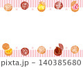 お菓子のフレーム_シュークリーム_チョコ_苺_カスタードクリーム_オレンジ_横位置_ピンク 140385680