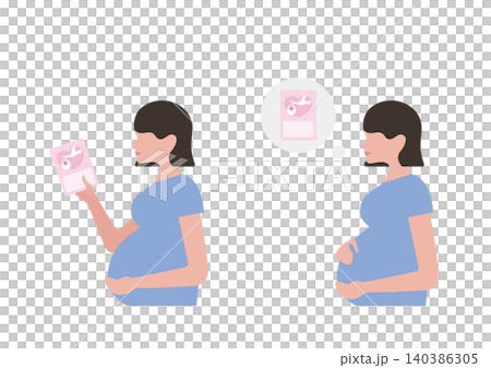 一位孕婦手持母嬰健康手冊的向量插圖(無文字) 一位孕婦手持母嬰健康手冊的向量插圖(無文字) 140386305