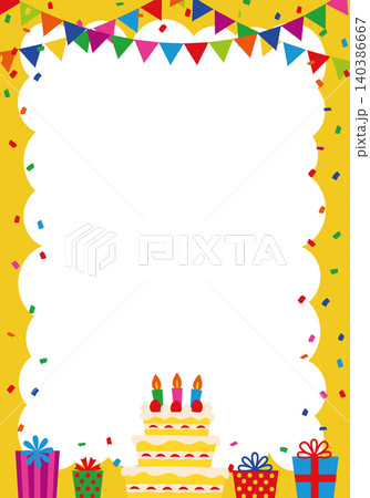 【ベクター】黄色を基調とした誕生日パーティー背景 フレーム付きバースデー素材(縦長) 【ベクター】黄色を基調とした誕生日パーティー背景 フレーム付きバースデー素材(縦長) 140386667