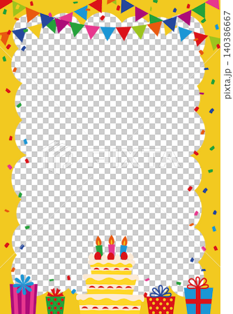 【ベクター】黄色を基調とした誕生日パーティー背景 フレーム付きバースデー素材(縦長) 【ベクター】黄色を基調とした誕生日パーティー背景 フレーム付きバースデー素材(縦長) 140386667