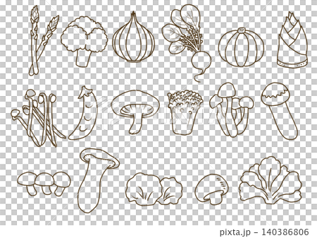 ラフな野菜の線画3 ラフな野菜の線画3 140386806