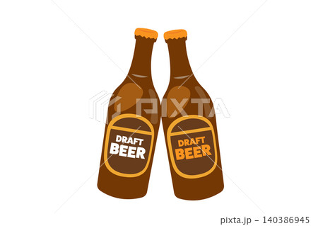 瓶ビールで乾杯イメージのイラスト 瓶ビールで乾杯イメージのイラスト 140386945