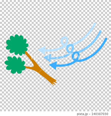 一幅插圖描繪了被強風吹斷的樹枝在空中飛舞的情景。 一幅插圖描繪了被強風吹斷的樹枝在空中飛舞的情景。 140387030