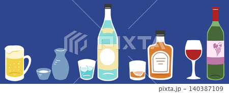 版画風のお酒(アルコール飲料)のイラスト 背景濃色 版画風のお酒(アルコール飲料)のイラスト 背景濃色 140387109