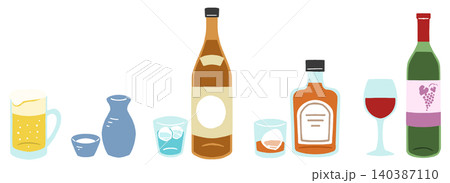 版画風のお酒（アルコール飲料）のイラスト 140387110