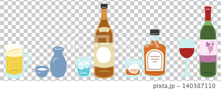 版画風のお酒（アルコール飲料）のイラスト 140387110