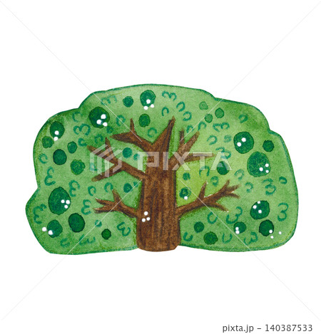 Green bush, watercolor illustration, cartoon. Hand-drawn illustration. Design for stickers, cards, scrapbooking. Forest, nature, tree, foliage Green bush, watercolor illustration, cartoon. Hand-drawn illustration. Design for stickers, cards, scrapbooking. Forest, nature, tree, foliage 140387533