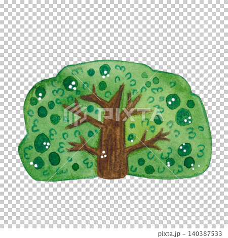 Green bush, watercolor illustration, cartoon. Hand-drawn illustration. Design for stickers, cards, scrapbooking. Forest, nature, tree, foliage Green bush, watercolor illustration, cartoon. Hand-drawn illustration. Design for stickers, cards, scrapbooking. Forest, nature, tree, foliage 140387533