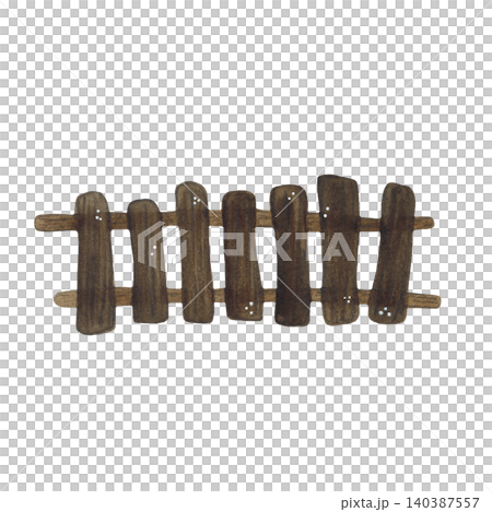 A plank fence, watercolor illustration, cartoon. Hand-drawn. Design for stickers, cards, and scrapbooking. Village, farm, building, rural, fence A plank fence, watercolor illustration, cartoon. Hand-drawn. Design for stickers, cards, and scrapbooking. Village, farm, building, rural, fence 140387557
