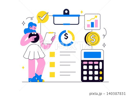 Expense Management Vector Illustration Featuring Budget Planning, Financial Tracking, Accounting Analytics, Savings Strategy, and Expense Monitoring Expense Management Vector Illustration Featuring Budget Planning, Financial Tracking, Accounting Analytics, Savings Strategy, and Expense Monitoring 140387831