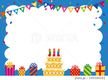 【ベクター】HAPPY BIRTHDAY文字入り 青色を基調とした誕生日パーティー背景(横長) 【ベクター】HAPPY BIRTHDAY文字入り 青色を基調とした誕生日パーティー背景(横長) 140388181