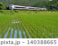 鉄道　列車　JR  山陰本線　京都口　田園　田んぼ　特急　はしだて　夏 140388665