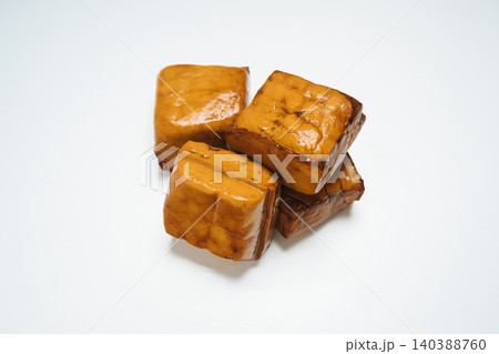 Smoked Tofu Cubes Isolated on White Background Smoked Tofu Cubes Isolated on White Background 140388760