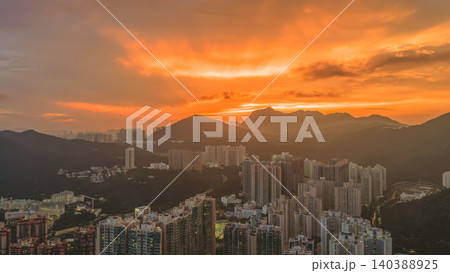 July 8 2022 HK. TKO skyline sunset urban panorama 140388925