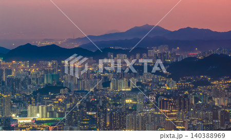 July 8 2022 Hong Kong skyline harbor night panorama July 8 2022 Hong Kong skyline harbor night panorama 140388969