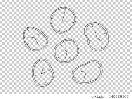 A set of hand-drawn illustrations of distorted clocks (with transparent backgrounds) A set of hand-drawn illustrations of distorted clocks (with transparent backgrounds) 140389162