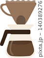 Flat illustration of a pour over coffee dripper with paper filter and glass coffee server. 140389276