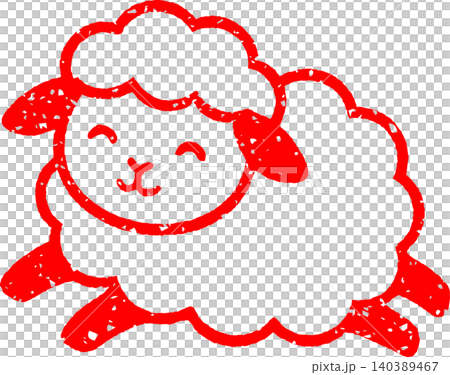 可愛的小羊插畫印章 可愛的小羊插畫印章 140389467