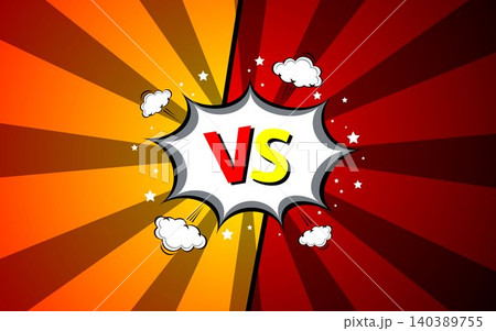 Cartoon comic background fight versus comic book colorful competition poster with halftone elements. vector illustration eps 10. Cartoon comic background fight versus comic book colorful competition poster with halftone elements. vector illustration eps 10. 140389755