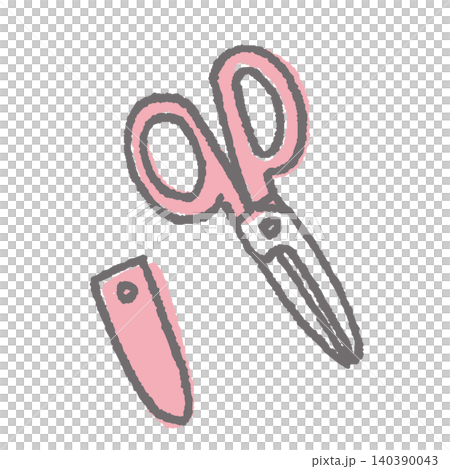 Color illustration of scissors and safety cap 140390043