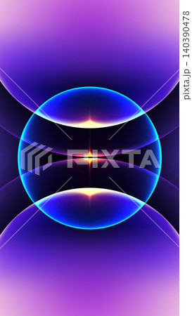 neon blue and deep violet abstract background with a central glowing sphere and bright golden light bursting along symmetrical curved lines, futuristic digital graphic design neon blue and deep violet abstract background with a central glowing sphere and bright golden light bursting along symmetrical curved lines, futuristic digital graphic design 140390478
