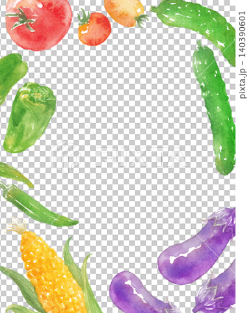 Watercolor Summer Vegetable Frame Watercolor Summer Vegetable Frame 140390601
