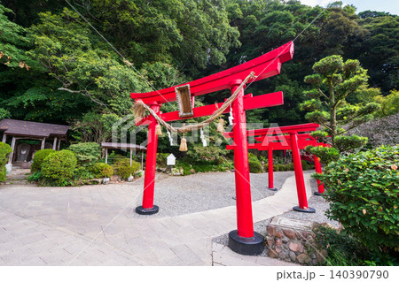 Hakuryu Inari Okami red torii gates at Umi Jigoku hot spring, Beppu Hakuryu Inari Okami red torii gates at Umi Jigoku hot spring, Beppu 140390790
