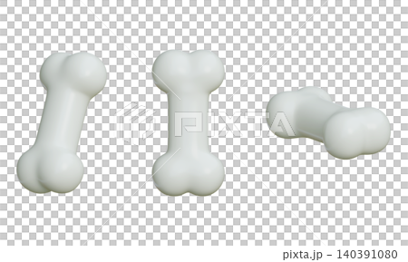 3D Rendered Dog Bone and Skeleton Elements Set for Pet Graphic Design 140391080