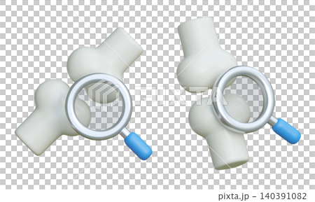 3D Rendered Bone Joint with Magnifying Glass for Medical Checkup and Diagnosis Design 140391082