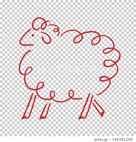手描き風・ゆるかわ羊のイラスト素材 手描き風・ゆるかわ羊のイラスト素材 140391209