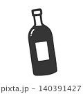モノクロのワインボトルのイラスト 140391427