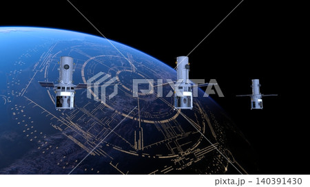 人工衛星と地球 人工衛星と地球 140391430
