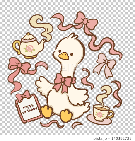 Cute Goose With Teacup, Teapot, Birthday Frame, Ribbons And Bows Coquette Tea Party Clipart Collection Illustration Cute Goose With Teacup, Teapot, Birthday Frame, Ribbons And Bows Coquette Tea Party Clipart Collection Illustration 140391725