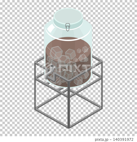 Glass drink dispenser containing iced coffee Glass drink dispenser containing iced coffee 140391972