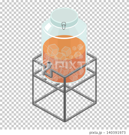 Glass drink dispenser containing iced tea 140391973