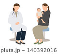 赤ちゃん連れの母親が医師に相談するイラスト 140392016