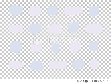 丸や四角形、ギザギザなどの形をしたシンプルな手描きの吹き出しセット（青・紫） 140392382