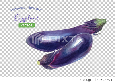 兩幅新鮮茄子的水彩插圖——夏季蔬菜(向量圖,佈局可更改) 兩幅新鮮茄子的水彩插圖——夏季蔬菜(向量圖,佈局可更改) 140392794