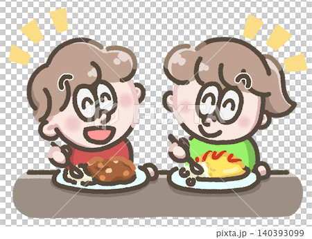 一幅兒童用餐的插圖 一幅兒童用餐的插圖 140393099