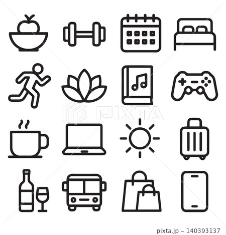 icon set pack black and white minimalist icon set pack black and white minimalist 140393137