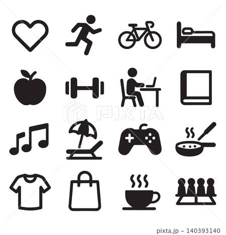 icon set pack black and white minimalist 140393140