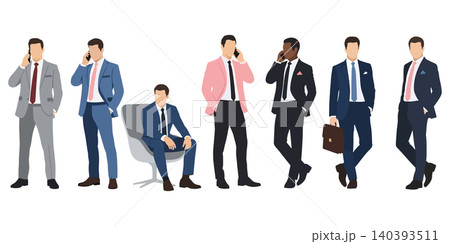 Set of businessmen in various poses - full body vector illustration 140393511