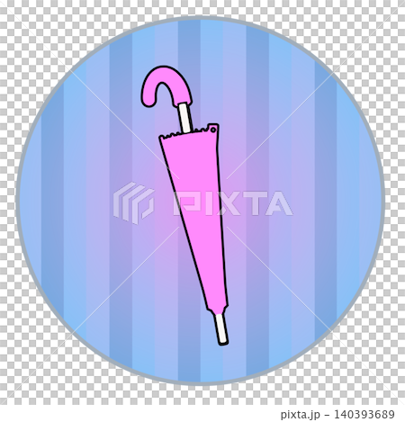 An illustration of a closed umbrella with a circular background. An illustration of a closed umbrella with a circular background. 140393689