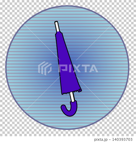 円形背景のついた閉じられた雨傘のイラスト 140393703