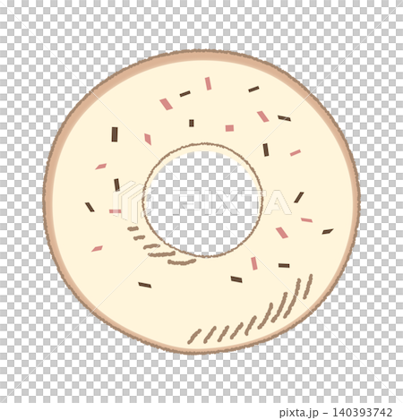 手描き風ホワイトチョコドーナツのイラスト 手描き風ホワイトチョコドーナツのイラスト 140393742